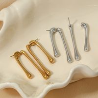 1 Pair IG Style Simple Style Solid Color 304 Stainless Steel 16K Gold Plated White Gold Plated Gold Plated Ear Studs main image 3