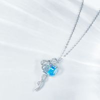 Sterling Silver Gold Plated Vintage Style Simple Style Plating Inlay Round Bow Knot Topaz Pendant Necklace main image 2