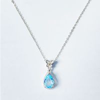 Sterling Silver Gold Plated Vintage Style Simple Style Plating Inlay Round Bow Knot Topaz Pendant Necklace sku image 1