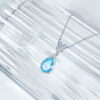 Sterling Silver Gold Plated Vintage Style Simple Style Plating Inlay Round Bow Knot Topaz Pendant Necklace main image 7