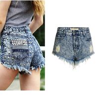 Women's Holiday Daily Streetwear Rivet Shorts Washed Jeans main image 1