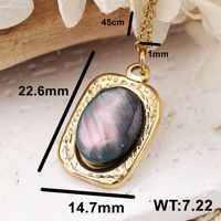 304 Stainless Steel Simple Style Inlay Color Block Natural Stone Pendant Necklace main image 2