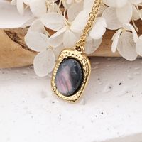 304 Stainless Steel Simple Style Inlay Color Block Natural Stone Pendant Necklace main image 3