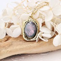 304 Stainless Steel Simple Style Inlay Color Block Natural Stone Pendant Necklace main image 1