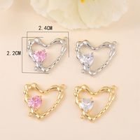 1 Piece 22*24MM Copper Zircon 14K Gold Plated White Gold Plated Heart Shape Polished Pendant main image 2