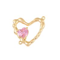 1 Piece 22*24MM Copper Zircon 14K Gold Plated White Gold Plated Heart Shape Polished Pendant main image 9
