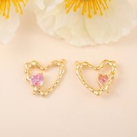 1 Piece 22*24MM Copper Zircon 14K Gold Plated White Gold Plated Heart Shape Polished Pendant sku image 3
