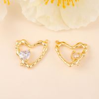 1 Piece 22*24MM Copper Zircon 14K Gold Plated White Gold Plated Heart Shape Polished Pendant sku image 1