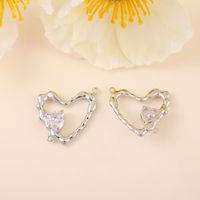 1 Piece 22*24MM Copper Zircon 14K Gold Plated White Gold Plated Heart Shape Polished Pendant sku image 2