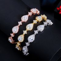 Wholesale Simple Style Water Droplets Copper Inlay White Gold Plated Zircon Bracelets main image 4