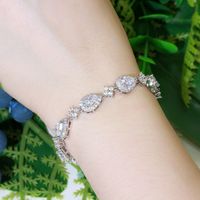 Wholesale Simple Style Water Droplets Copper Inlay White Gold Plated Zircon Bracelets main image 3