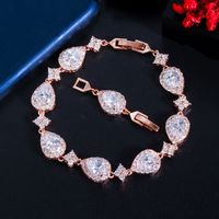 Wholesale Simple Style Water Droplets Copper Inlay White Gold Plated Zircon Bracelets sku image 1