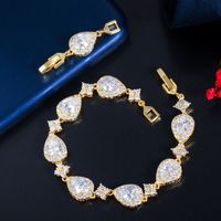 Wholesale Simple Style Water Droplets Copper Inlay White Gold Plated Zircon Bracelets sku image 3