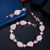 Wholesale Simple Style Water Droplets Copper Inlay White Gold Plated Zircon Bracelets main image 6