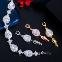 Wholesale Simple Style Water Droplets Copper Inlay White Gold Plated Zircon Bracelets main image 7