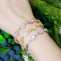 Wholesale Simple Style Water Droplets Copper Inlay White Gold Plated Zircon Bracelets main image 1
