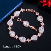 Wholesale Simple Style Water Droplets Copper Inlay White Gold Plated Zircon Bracelets main image 2