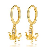 1 Pair Casual Hawaiian Ocean Plating Inlay Sterling Silver Zircon White Gold Plated Gold Plated Drop Earrings sku image 1