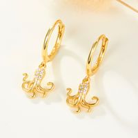1 Pair Casual Hawaiian Ocean Plating Inlay Sterling Silver Zircon White Gold Plated Gold Plated Drop Earrings main image 3