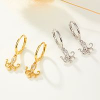 1 Pair Casual Hawaiian Ocean Plating Inlay Sterling Silver Zircon White Gold Plated Gold Plated Drop Earrings main image 1