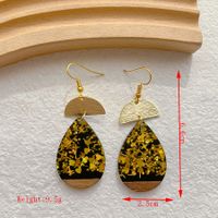 1 Pair Classical Classic Style Geometric Wood Resin Drop Earrings main image 2