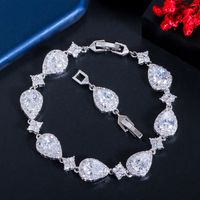 Wholesale Simple Style Water Droplets Copper Inlay White Gold Plated Zircon Bracelets sku image 2