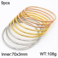 Básico Estilo Simple Estilo Clásico Ronda Color Sólido Acero Inoxidable 304 Chapados en oro de 18k Brazalete Al Mayoreo sku image 102