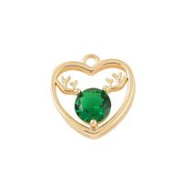 1 Piece 14*14mm Copper Zircon 14K Gold Plated White Gold Plated Heart Shape Antlers Polished Pendant main image 10