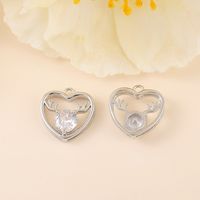 1 Piece 14*14mm Copper Zircon 14K Gold Plated White Gold Plated Heart Shape Antlers Polished Pendant main image 5