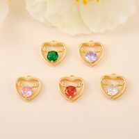 1 Piece 14*14mm Copper Zircon 14K Gold Plated White Gold Plated Heart Shape Antlers Polished Pendant main image 11