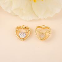 1 Piece 14*14mm Copper Zircon 14K Gold Plated White Gold Plated Heart Shape Antlers Polished Pendant main image 8