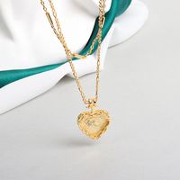 Sterling Silver Silver Plated IG Style Modern Style Inlay Heart Shape Zircon Double Layer Necklaces sku image 1