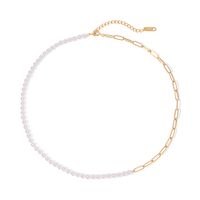Edelstahl 304 Künstliche Perle IG-Stil Asymmetrisch Runden Halskette main image 3