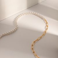 Edelstahl 304 Künstliche Perle IG-Stil Asymmetrisch Runden Halskette main image 4