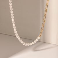 304 Stainless Steel Artificial Pearl IG Style Asymmetrical Round Necklace main image 5