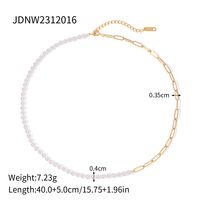 Edelstahl 304 Künstliche Perle IG-Stil Asymmetrisch Runden Halskette sku image 1