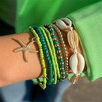 Casual Vacation Simple Style Geometric Starfish Glass Shell Knitting Women's Bracelets sku image 3