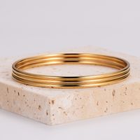 Elegant Simple Style Solid Color 304 Stainless Steel 18K Gold Plated Bangle In Bulk main image 5