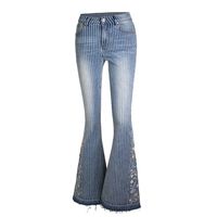 Casual Streetwear Flower Jeans Cotton Spandex Flared Pants BOTTOMS main image 3