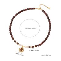 Simple Style Round 304 Stainless Steel Stone Beaded Hollow Out Inlay Natural Stone 18K Gold Plated Women's Earrings Necklace main image 3