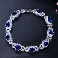 Wholesale Simple Style Shiny Oval Butterfly Copper Inlay White Gold Plated Zircon Bracelets main image 3