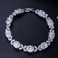 Wholesale Simple Style Shiny Oval Butterfly Copper Inlay White Gold Plated Zircon Bracelets main image 7