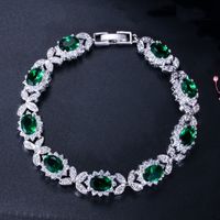 Wholesale Simple Style Shiny Oval Butterfly Copper Inlay White Gold Plated Zircon Bracelets main image 8