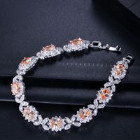Wholesale Simple Style Shiny Oval Butterfly Copper Inlay White Gold Plated Zircon Bracelets main image 6