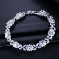 Wholesale Simple Style Shiny Oval Butterfly Copper Inlay White Gold Plated Zircon Bracelets main image 4