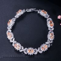Wholesale Simple Style Shiny Oval Butterfly Copper Inlay White Gold Plated Zircon Bracelets main image 5