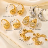 1 Pair Vintage Style Simple Style Solid Color Plating Inlay Titanium Steel Titanium Steel 18K Gold Plated Ear Studs main image 2