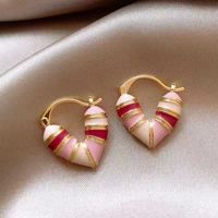 1 Pair Elegant Lady Heart Shape Inlay Copper Artificial Pearls Earrings sku image 3