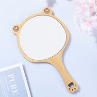 Fashion Makeup Female Handle Hand-hold Portable Wooden Mirror sku image 6