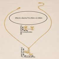 Copper 18K Gold Plated IG Style Shiny Inlay Butterfly Zircon Jewelry Set main image 2